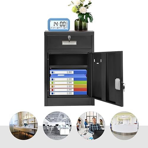 Goudergo Archivador independiente de 2 niveles con cerradura, gabinete de metal con bloqueo debajo del escritorio, archivador para el hogar y la