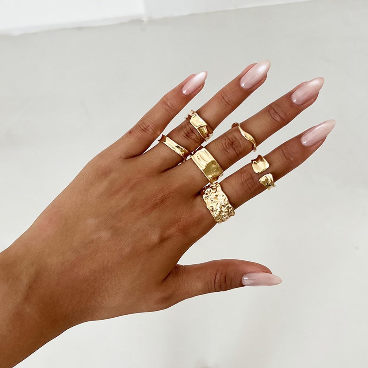 Chunky Rings for Women Gold Stackable Knuckle Ring Set Adjustable Statement Ring Set Vintage Dainty Open Midi Rings Jewelry Pack for Women Gold1 - Image 2