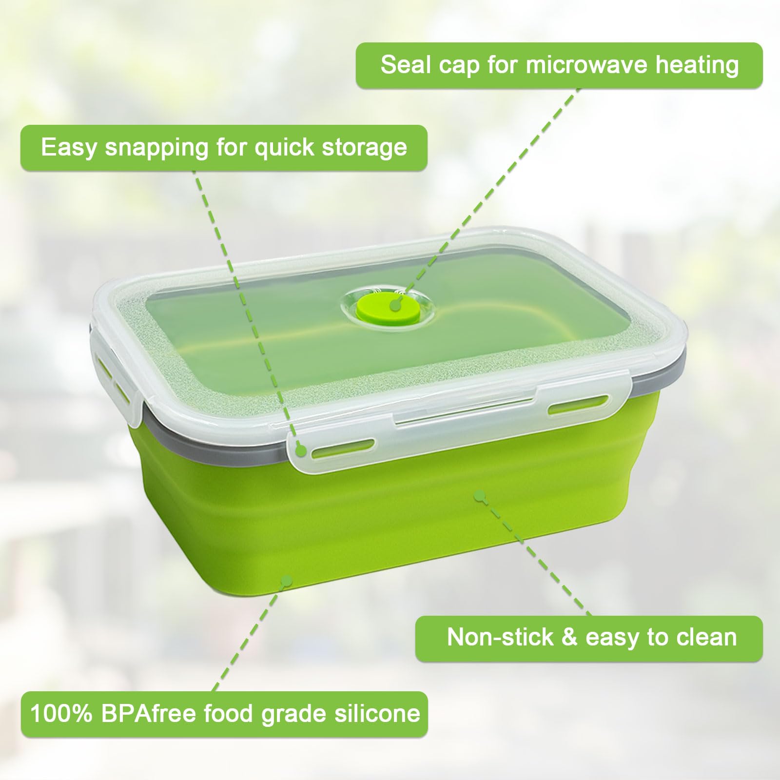 Contenitori riutilizzabili in silicone per snack con coperchi, a