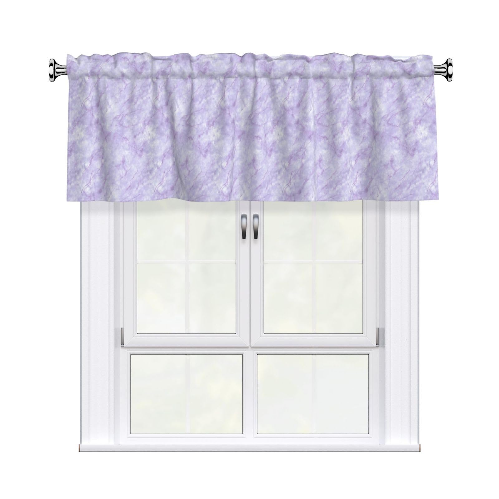 Woshuwo Lavender Frosted Scratched Marble Valances For Windows Rod Pocket Window Treatment Short Curtains For Kitchen Living Room Bedroom Decor 54x18in