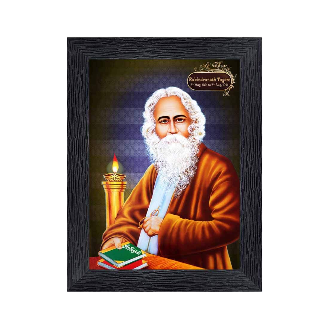 Generic Rabindranath Tagore Wood Photo Frames with Acrylic Sheet (Glass)(photoframe,Multicolour,8x6inch)-9634, Medium (PNF-9634-photoframe-5x7)