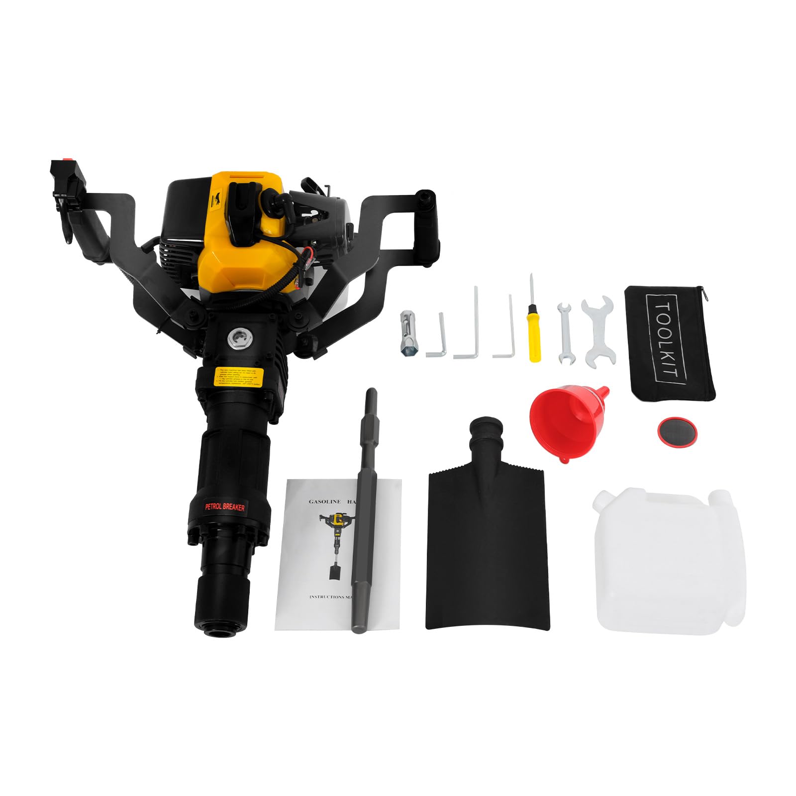 Escavatore da giardino multifunzionale a 2 tempi, 1250W Scavatore ad alberi portatile a benzina con avviamento manuale, 6500 giri/min, utilizzato per scavo e ghiaia in giardini, fattorie, ecc