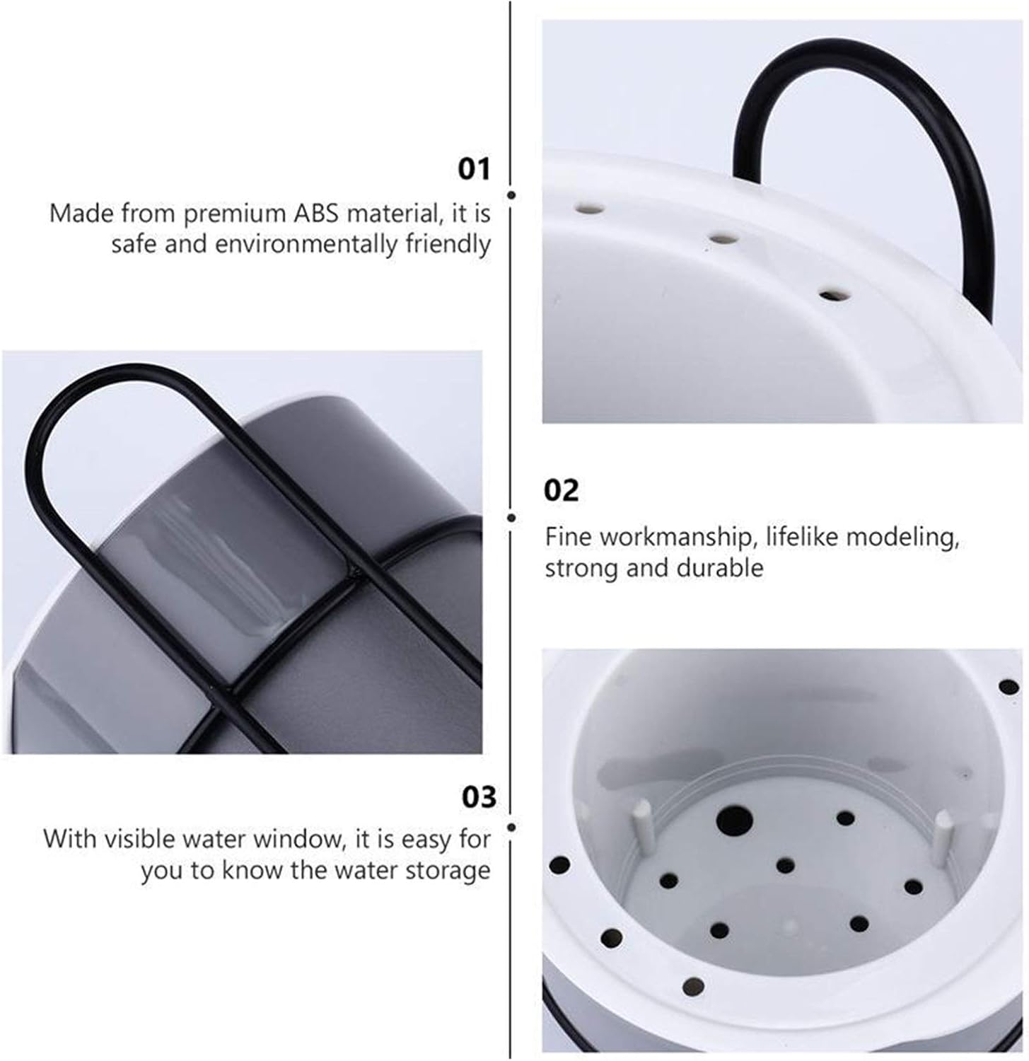 Indoor and Outdoor Flower Pots Flower Pot Garden Gardening Self-Watering Flower Pot Decoration Automatic Watering Flower Pot (Color : Grey)