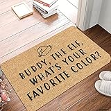 Alfombra Saludo De Buddy The Elf ¿Cuál Es Tu Color Favorito? Atrapapolvo Felpudo Entrada Fino Felpudo Entrada Casa para Baño Oficina Pasillo 60X40Cm