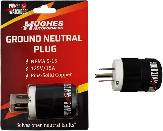 Power Watchdog GNBPLUG Ground-Neutral Bonding Plug, Fixes Open Ground | Resolves floating neutral / open ground issues for RV and generator shore power connections.