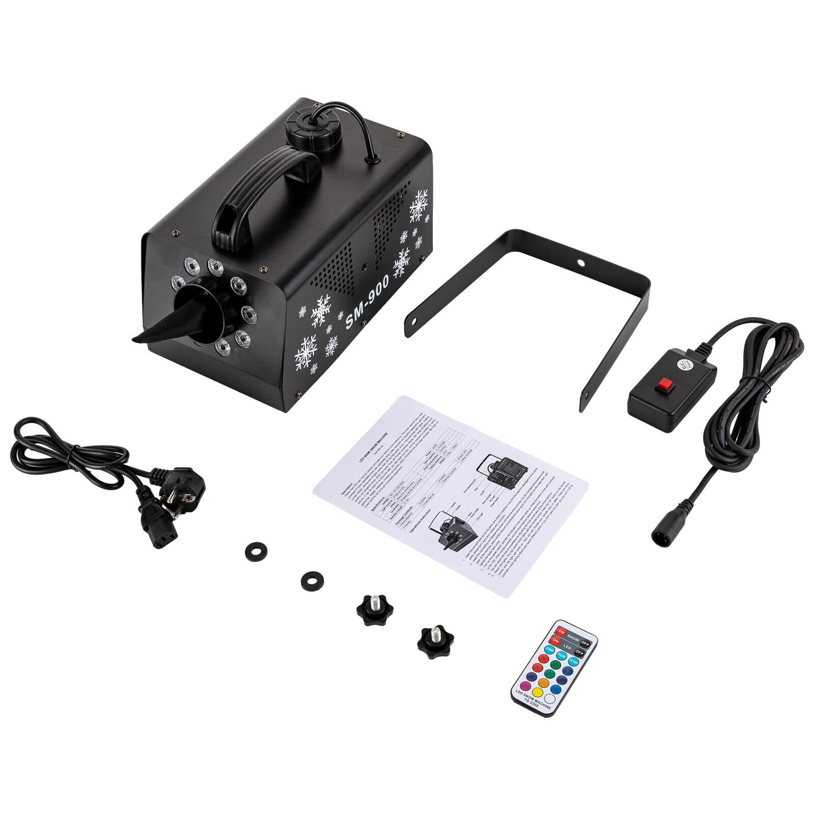 9 * 3W LED Schneemaschine,180-240ft² Schneekanone mit Fernbedienung,Beleuchtungseffekte Mit Verblassen, Blitz, Sprung,für Halloween, Weihnachten,Partys