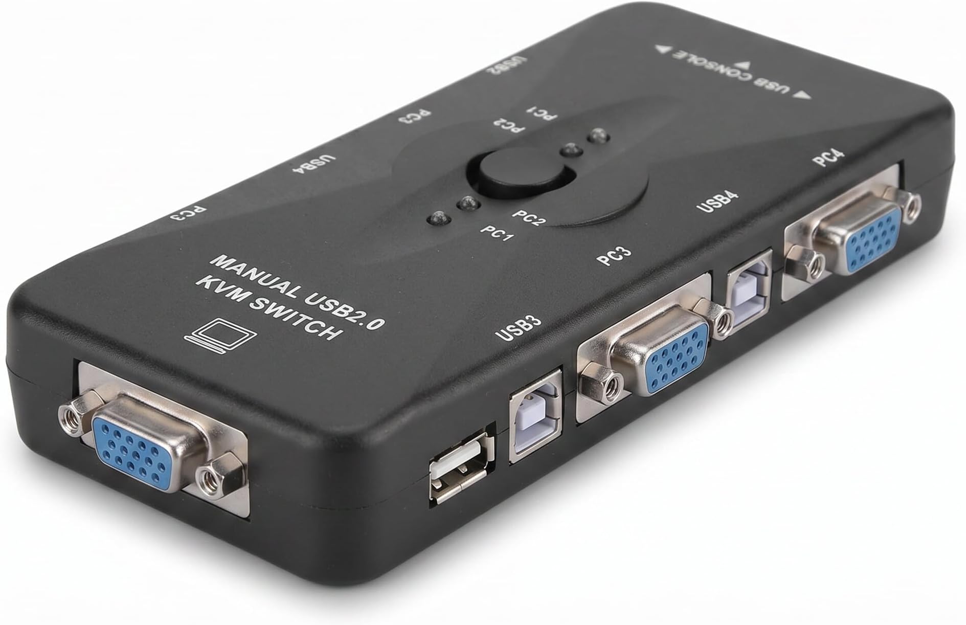مفتاح KVM USB، 4 منافذ USB 2.0 VGA SVGA، محول شاشة لتحديد منفذ العرض للكمبيوتر ولوحة المفاتيح والفأرة والتلفزيون