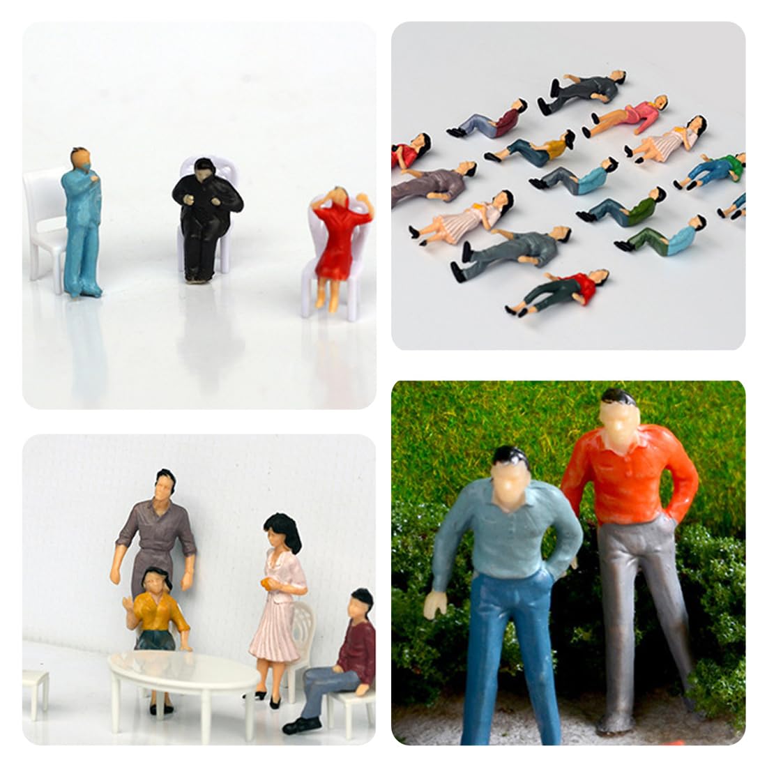 30 Pezzi 1:50 Mini Figurine di Persone Modello in Scala dei Treni Architettonici Figure di Persone,Mini Figure di Persone Dipinte in Plastica, Persone sedute e in Piedi