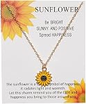 Sunflower Collier pendentif pour les femmes Filles Cadeaux d'anniversaire de Noël Niece Colliers de tournesol pour femmes Bijoux de tournesol Cadeau inspirant avec carte de message pour fille