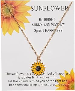 Sunflower Collier pendentif pour les femmes Filles Cadeaux d'anniversaire de Noël Niece Colliers de tournesol pour femmes Bijoux de tournesol Cadeau inspirant avec carte de message pour fille