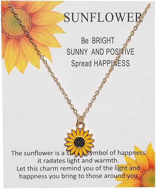 Sunflower Collier pendentif pour les femmes Filles Cadeaux d'anniversaire de Noël Niece Colliers de tournesol pour femmes Bijoux de tournesol Cadeau inspirant avec carte de message pour fille