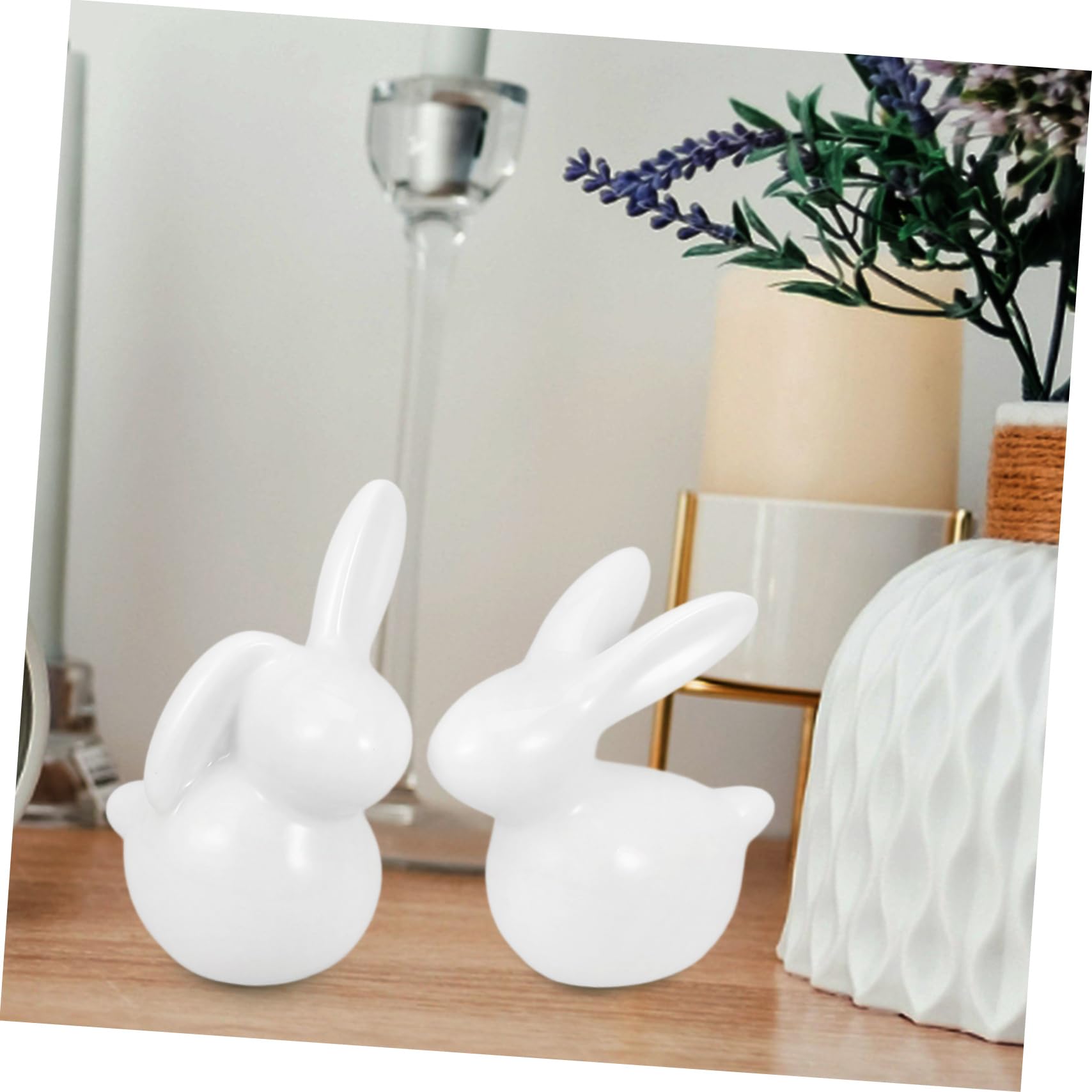 Amosfun Coniglietti in Ceramica Bianca e Idea Regalo Set 5 Pezzi Accessori Creativi e Delicati Decorativi per Casa e Studio per Arredamento