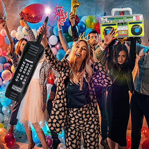 Image of 5 Pieces Inflatable Radio Boombox Inflatable Mobile Phone,Retro Mobile Phone for 80's 90's Party Decorations,Hip Hop Costume,Birthday Theme Party Photo