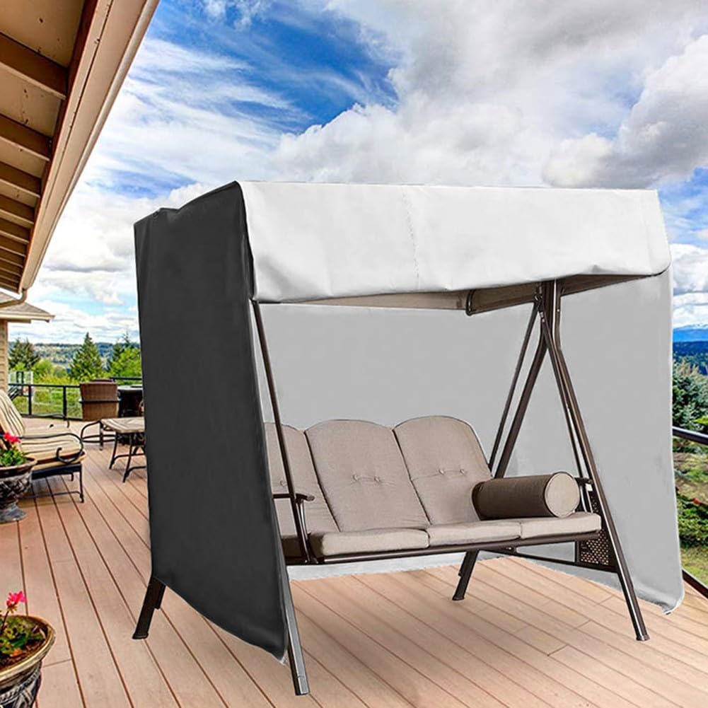 Funda para columpio de jardín de 3 plazas impermeable exterior negra de 220x125x170 cm