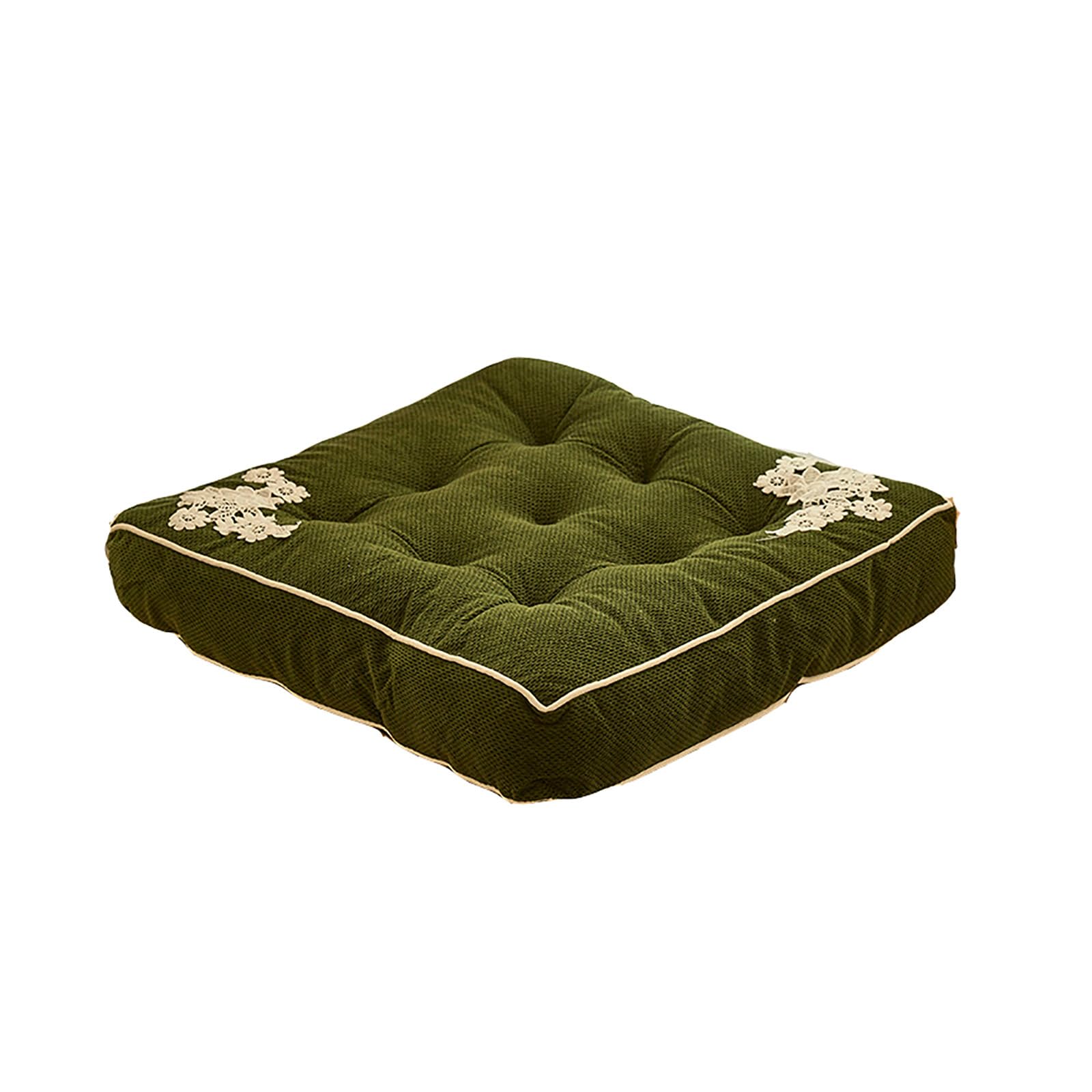 Cojín de Tatami de Terciopelo de Maíz Grueso, Cojín de Asiento Cuadrado Suave Y Cómodo, Cojín de Almohada de Suelo de Alta Elasticidad para Sofá Oficina Dormitorio(2pcs 45x45cm/18x18inch, Green1)