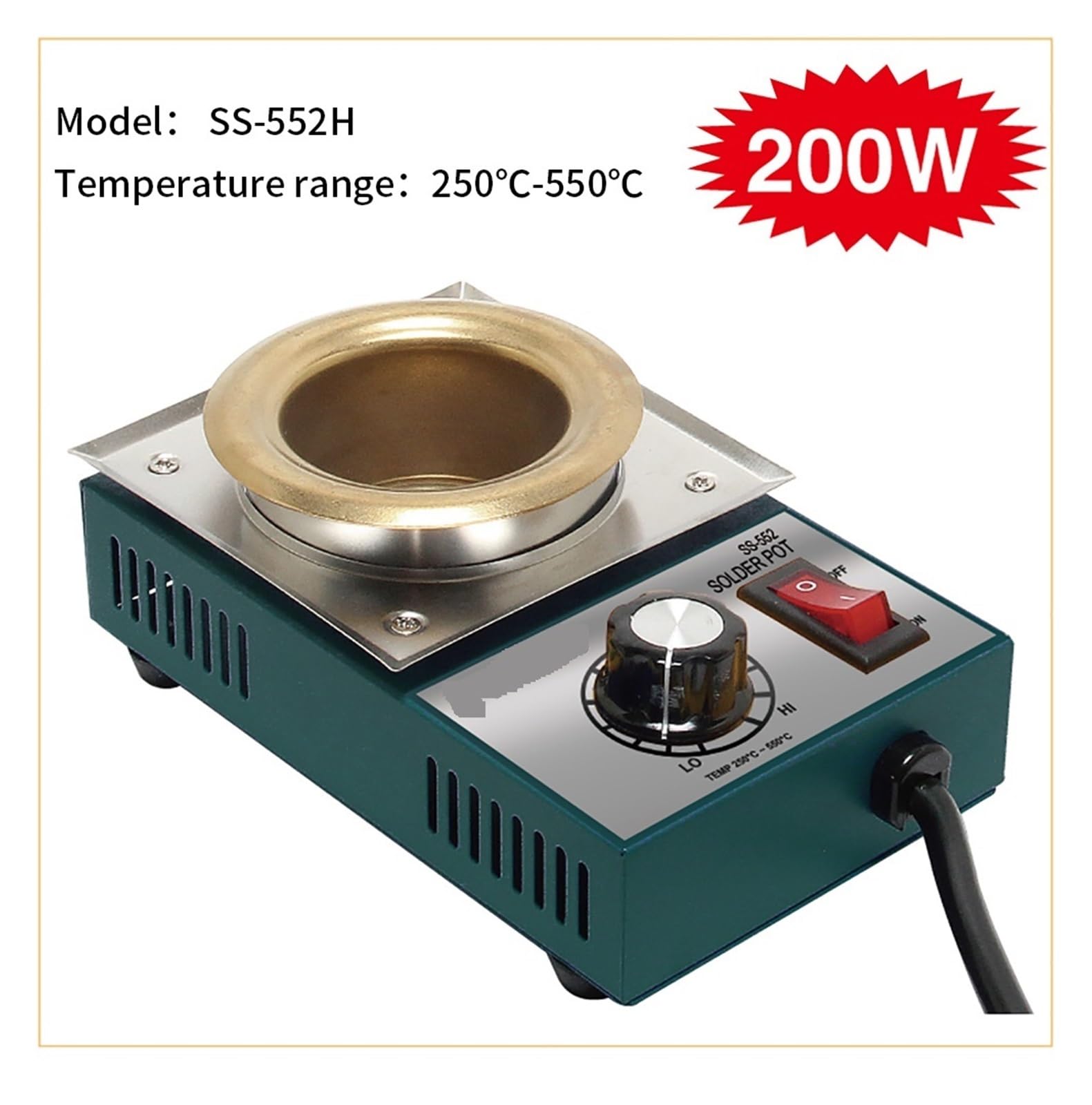 Lutownica bezołowiowa tygiel lutowniczy lutownica rozlutownica kąpiel cyna piec do topienia drut narzędzie do cynowania 150 W/200 W/250 W/300 W(SS-552H 200W)