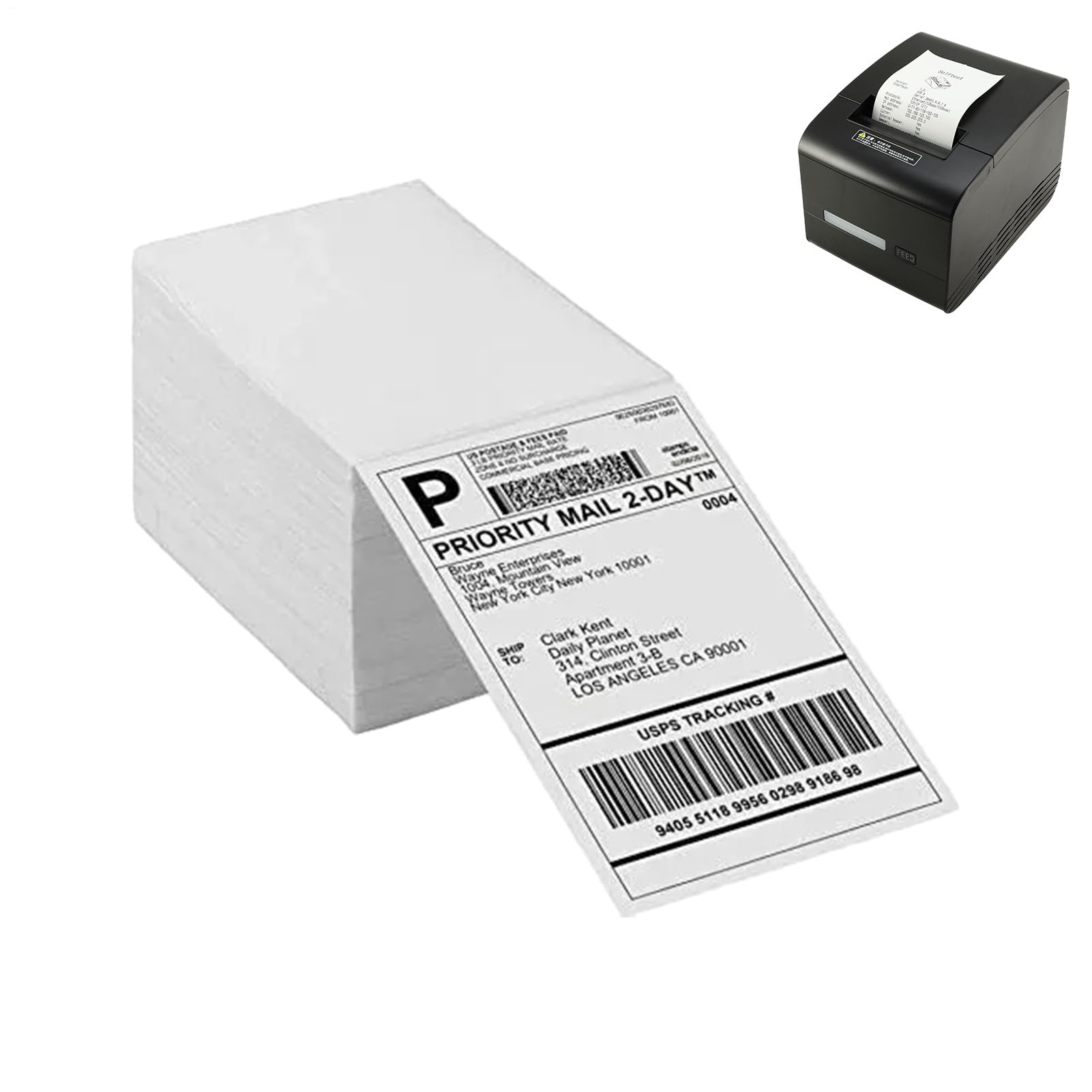 Lot de 500 étiquettes thermiques perforées pliées - Adhésif puissant pour