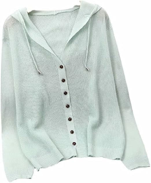 Amazon Janejp 薄手 フード付き カーディガン パーカー レディース ニット リブ セーター 長袖 Vネック 軽量 サマー ニットカーディガン ゆったり Uvカット 羽織 トップス 透け感 ガウン アウター Uv対策 空調対策 春 夏 秋 フリーサイズ カーディガン ボレロ 通販