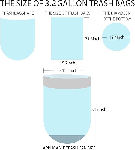 Miniatura 2 de Bolsas de basura de 3.2 galones, 100 bolsas de basura para baño, correa azul, bolsas de basura para cocina (blanco) con cordón de embalaje rápido,