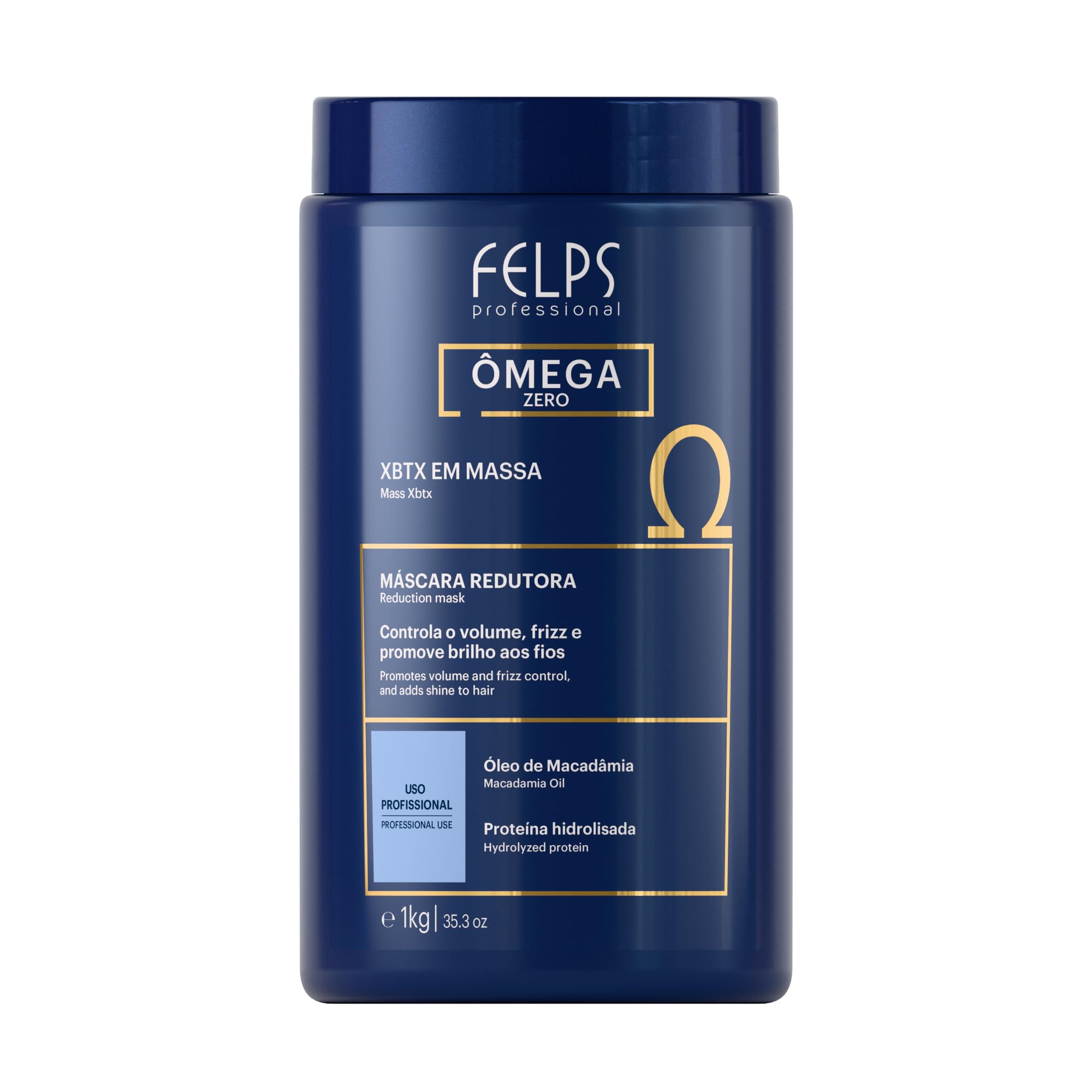Felps XBTX Omega Zero Hair Volume Reducer, Macadamia Oil, Formaldehyde-Free 1kg / 35.3fl.oz