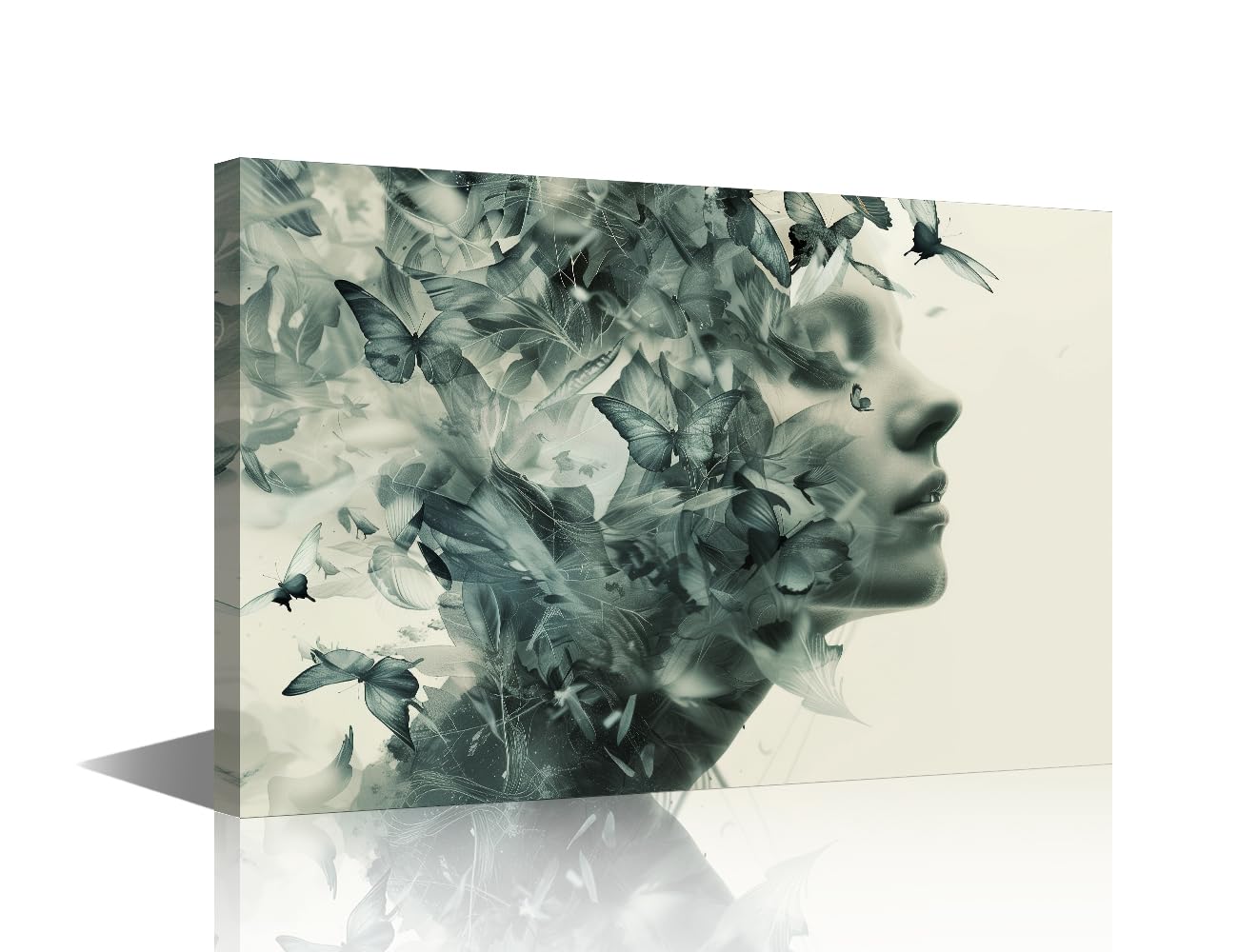 TISHIRON Human Sculpture Butterflies Wall Art Freedom Concept Canvas Painting Wall Art Framed Art Wall Decor Artwork for Walls Canvas Art Living Room Decor Modern Home Decor Arts & Crafts, 40x60cm
