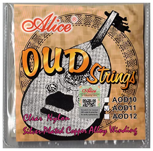 Full Set of 11 Turkish Long Neck Oud Strings Nylon Silver Plated Copper Wound