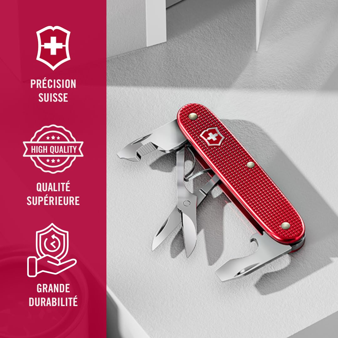 Victorinox Outil de Poche Companion Slim Alox, Outil Multifonction, 6 Fonctions, y c. Ciseaux, Ouvre-Emballage, Tournevis, Swiss Made, Rouge
