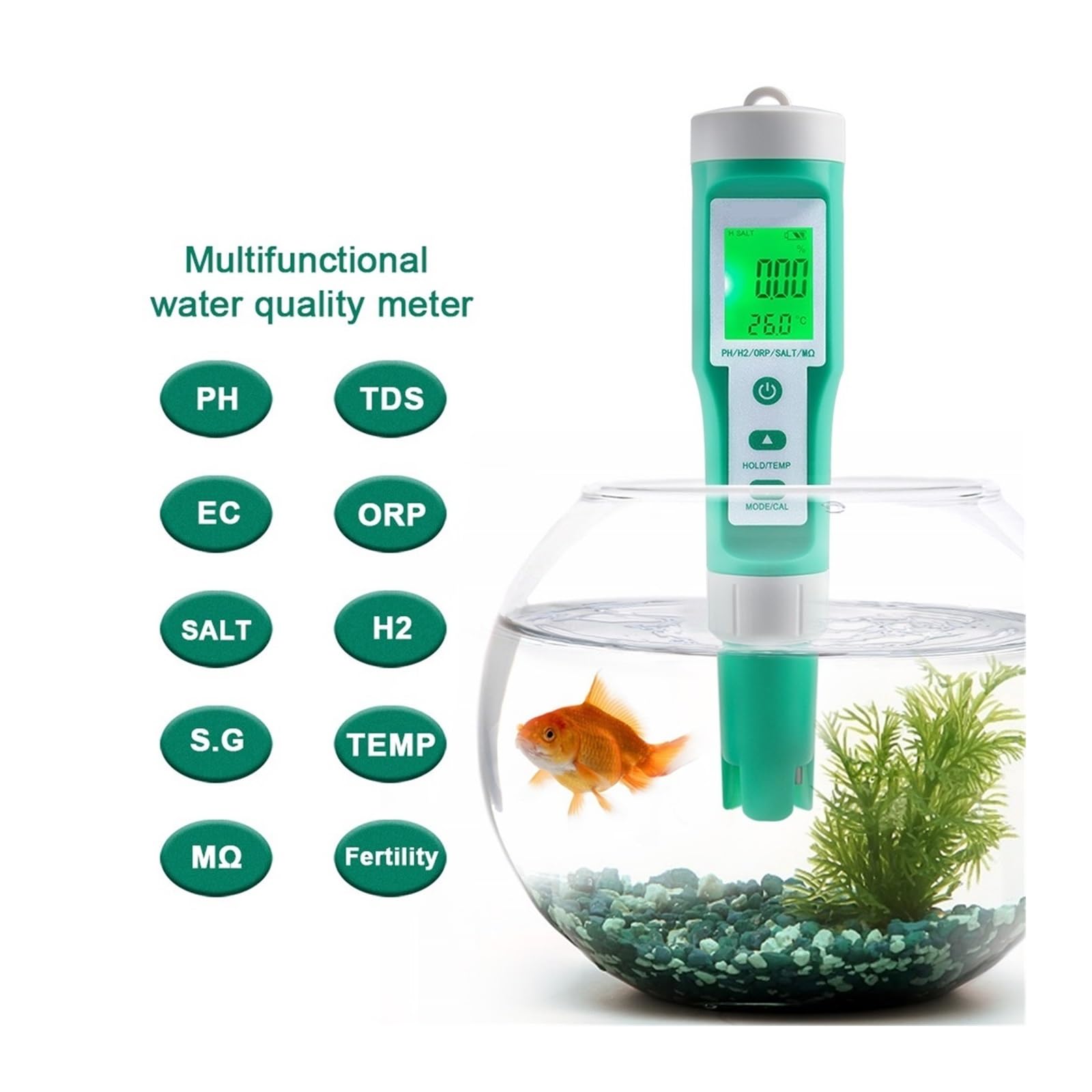 10 W 1 PH/EC/TDS/ORP/H2/żyzne/zasolenie/SG/oporność/temperatura Miernik Jakości Wody Cyfrowy Wielofunkcyjny Tester Do Akwariów Szybkie I DokłAdne Wykrywanie