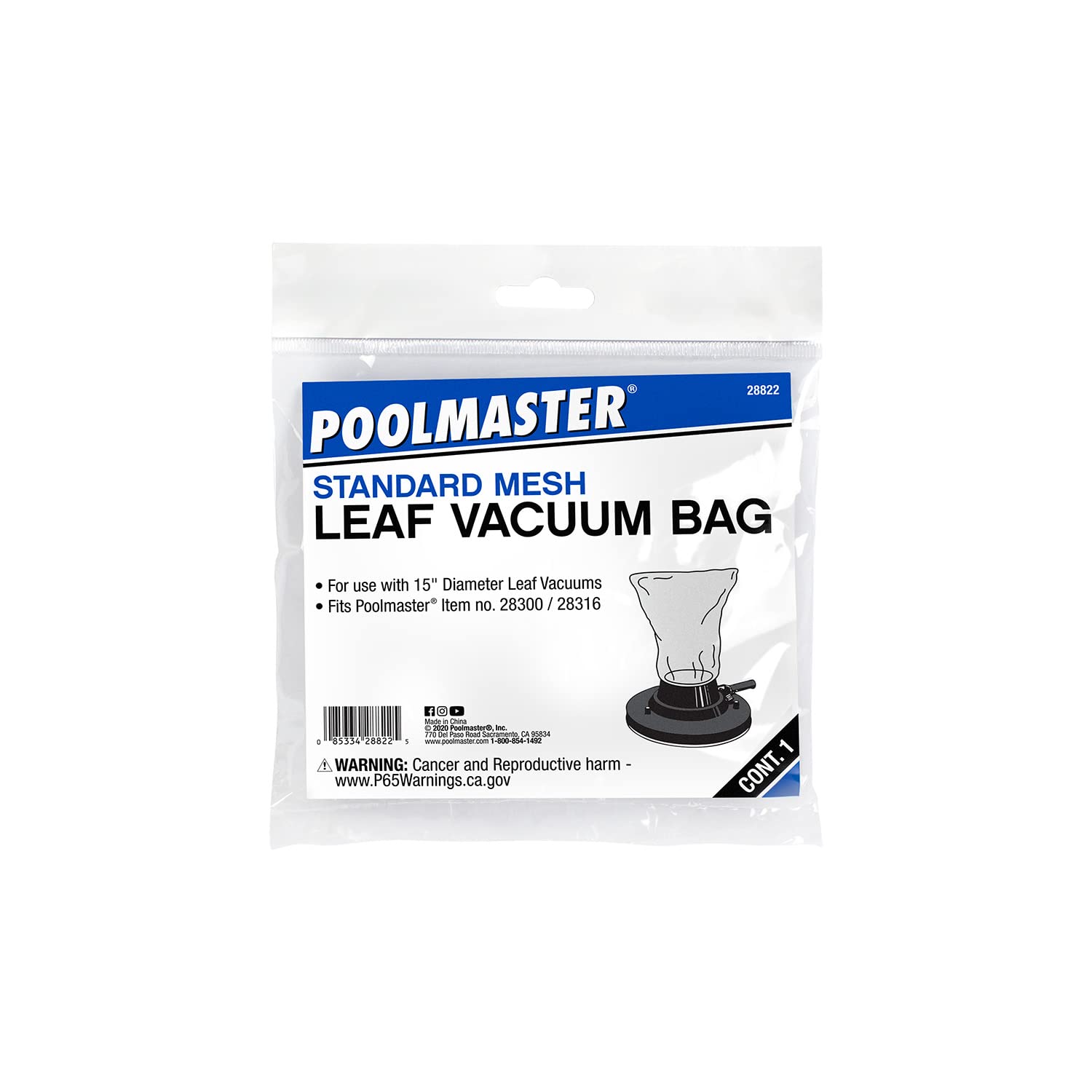 Poolmaster Deluxe Mesh Çok Amaçlı Yedek Yüzme Havuzu ve Spa Vakum Çantası, Beyaz