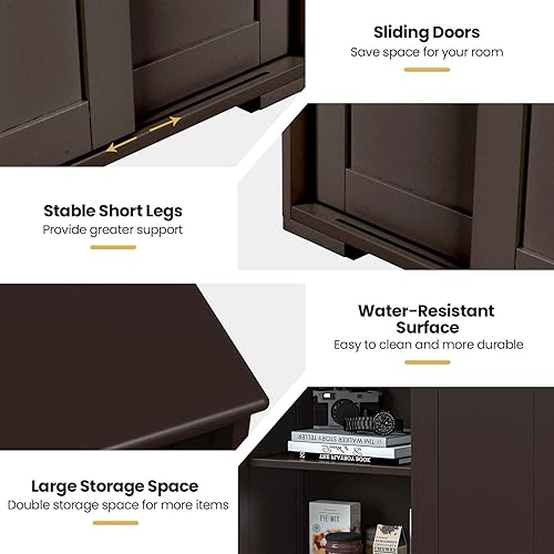 Miniatura 7 de NAFORT Sideboard Buffet Cabinet with Storage Kitchen Storage Cabinet with Adjustable Shelf & Sliding Door, Stackable Sideboard Storage Cabinet for