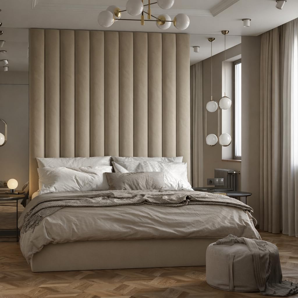 Wall Mounted Upholstered Headboard Vertical Panels, Made to Order (Specialty Size)