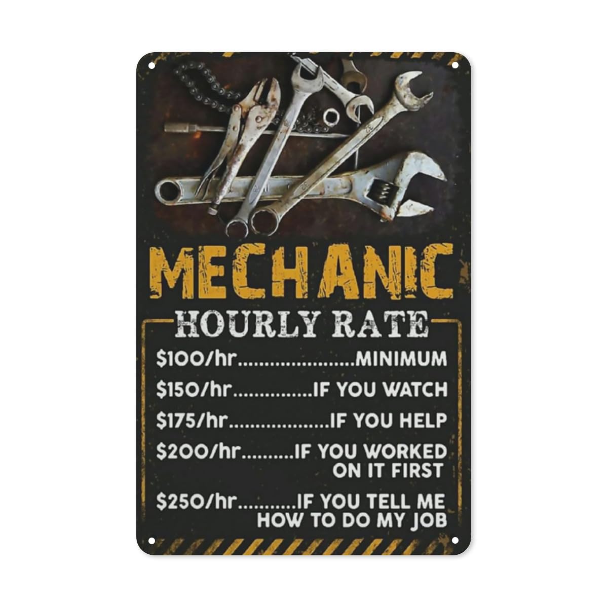 Vintage Wall Decor Retro Vintage Metal Sign Mechanic Hourly Rate Reproduction Metal Tin Sign Wall Decor for Cafe Bar Pub Home 12 X 8 Inches