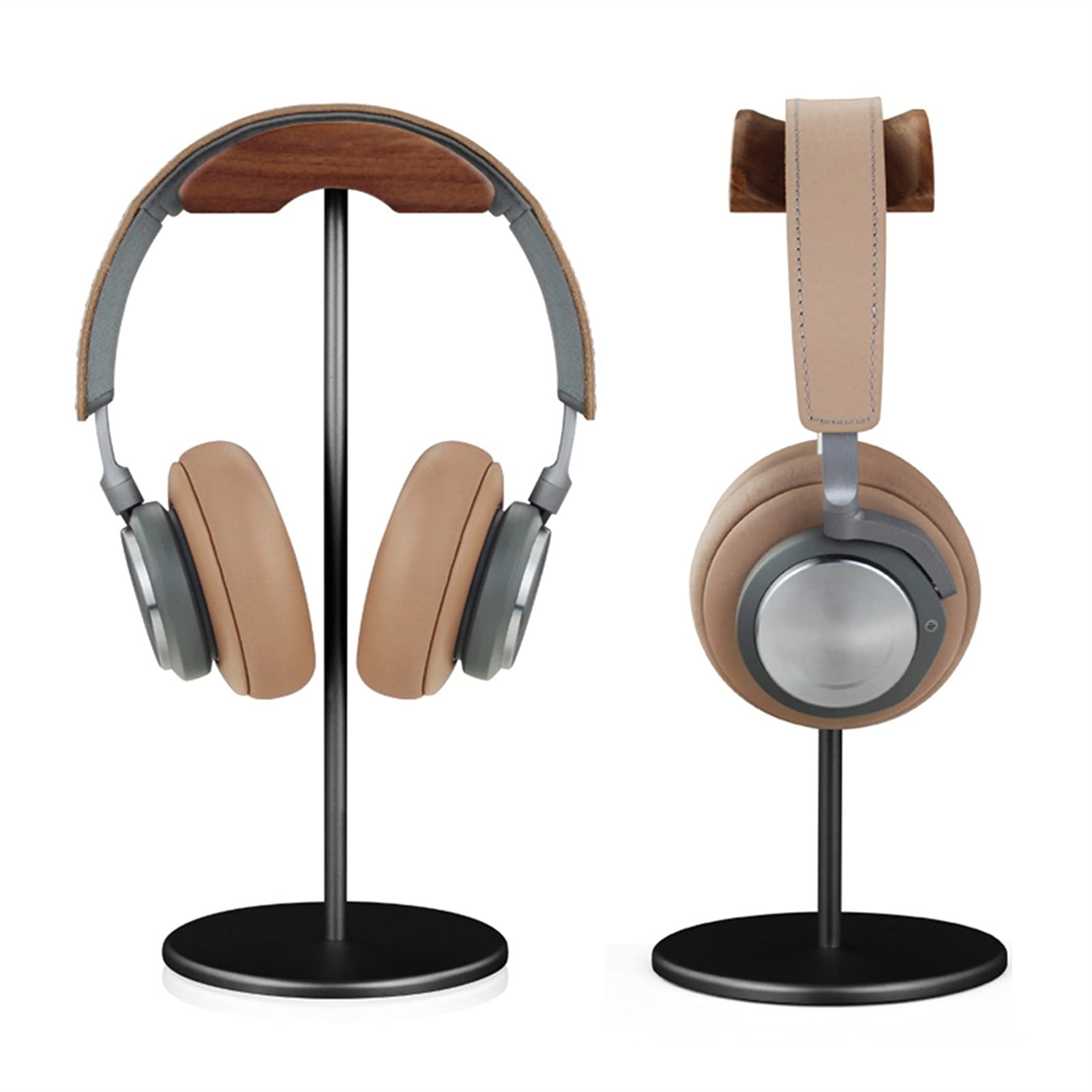 Support Casque En Bois HNGM - Porte Casque Mural Ou Pose Table - Design Sobre Argenté/or