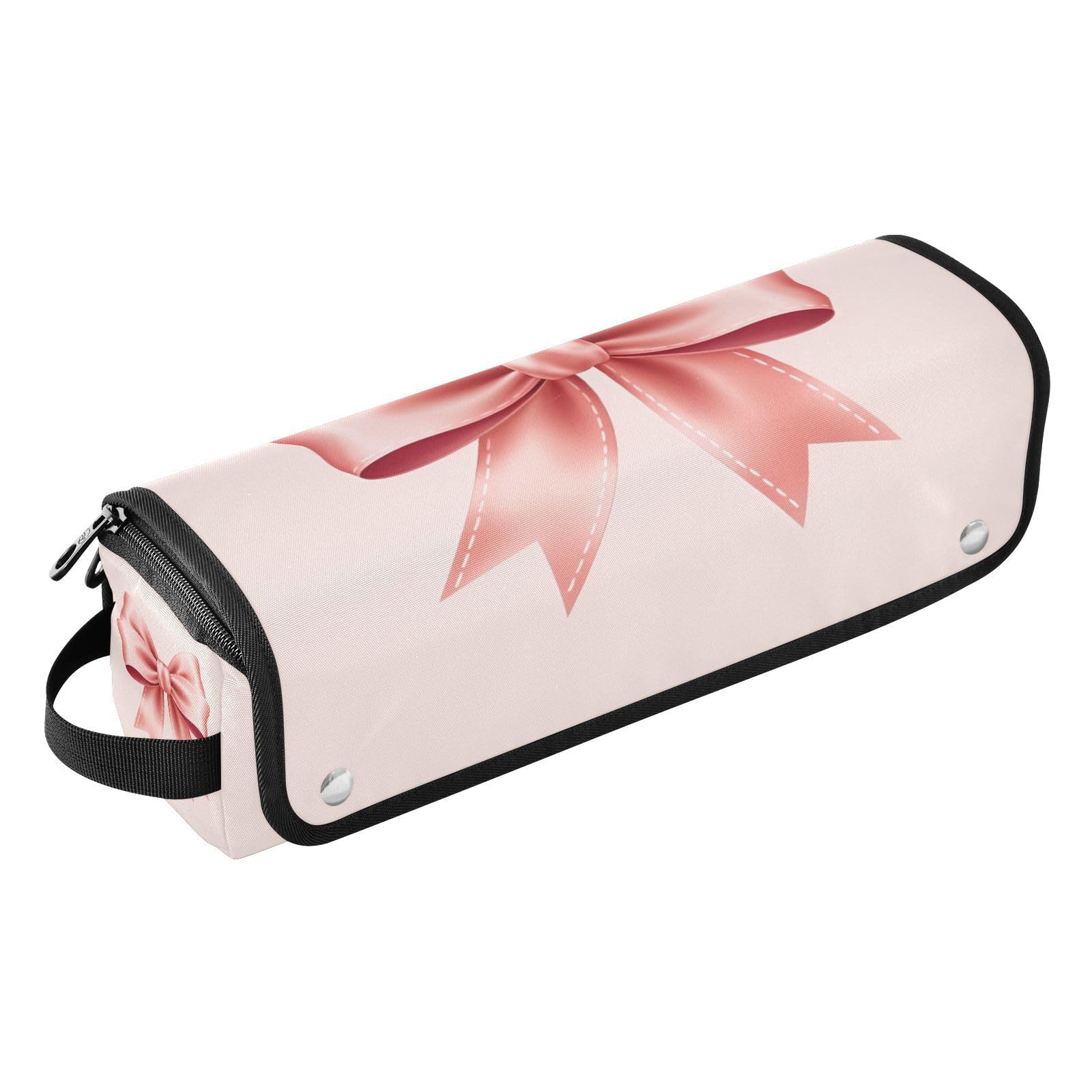 Bow Ribbons Valentines Hair Tools Travel Bag Portable Hair Accessory Organizer with Heat Resistant Mat 2 in 1