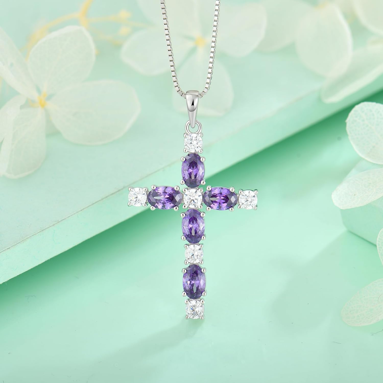 STARCHENIE Cross Necklace for Women 925 Sterling Silver Crucifix Pendant Necklaces Birthstone Jewelry Religious Gift for Her - Image 4
