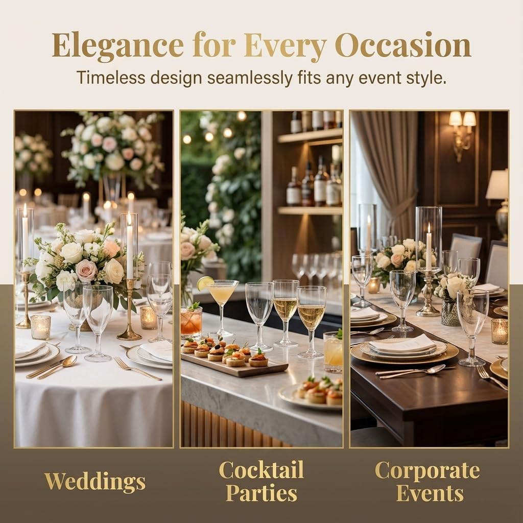 JoyServe Plastic Wine Glasses Disposable - 7 Oz Clear BPA-Free Plastic Wine Glasses with Stem, Reusable Party Cups for Outdoor Parties, Weddings, Toasts, Drinks, Catering (120 Pack) - Image 5