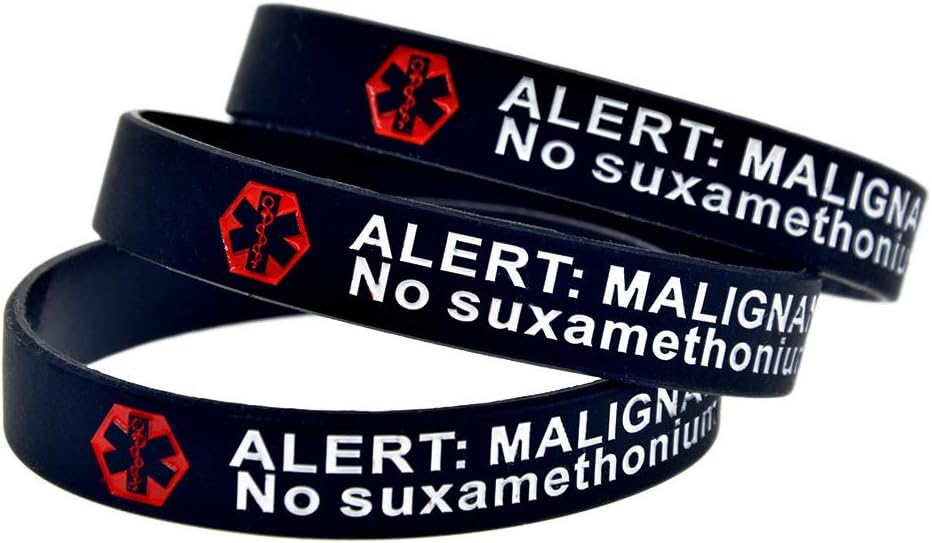 6pcs Medical Alert Malignant Hyperthermia Silicone Bracelet, Outdoor Inspirational Handbands Sports Wristbands