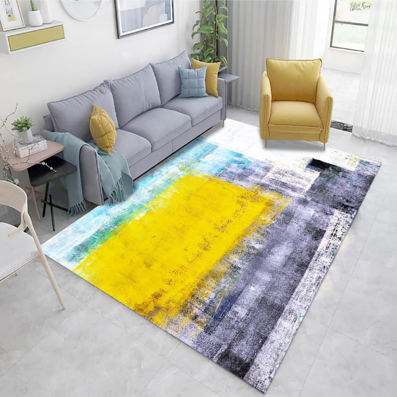 Tapis de salon abstrakter tintenstil bleu rururug 160 x 200 cm