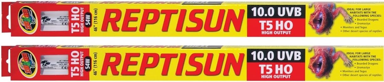 Zoo Med (2 Pack) ReptiSun T5 HO High Output 10.0 UVB Lamp 54W, 46"