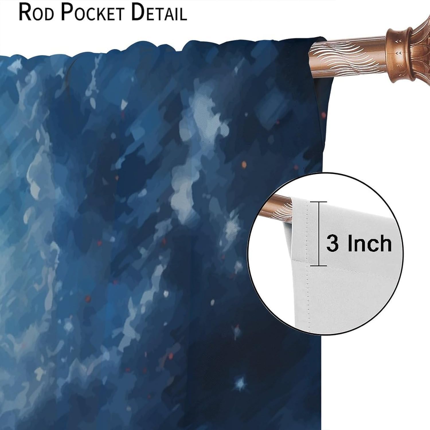 Lighthouse Curtain Beautiful Blue Starry Sky Sea Wave Lighthouse Blackout Print Rod Pocket Window Drapes for Bedroom Living Room 42x45in