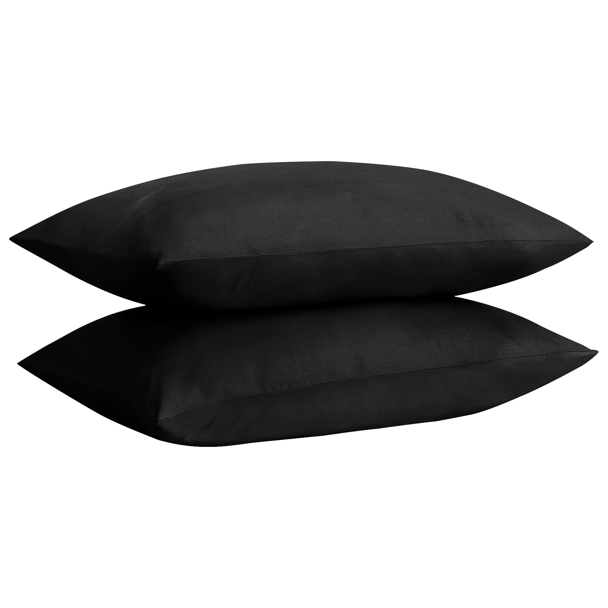 Home Ace Black Non Iron Percale Standard Pillowcases 2 Pack 180 Thread Count 100% Poly Cotton Housewife Pillow Cases 50 X 75Cm