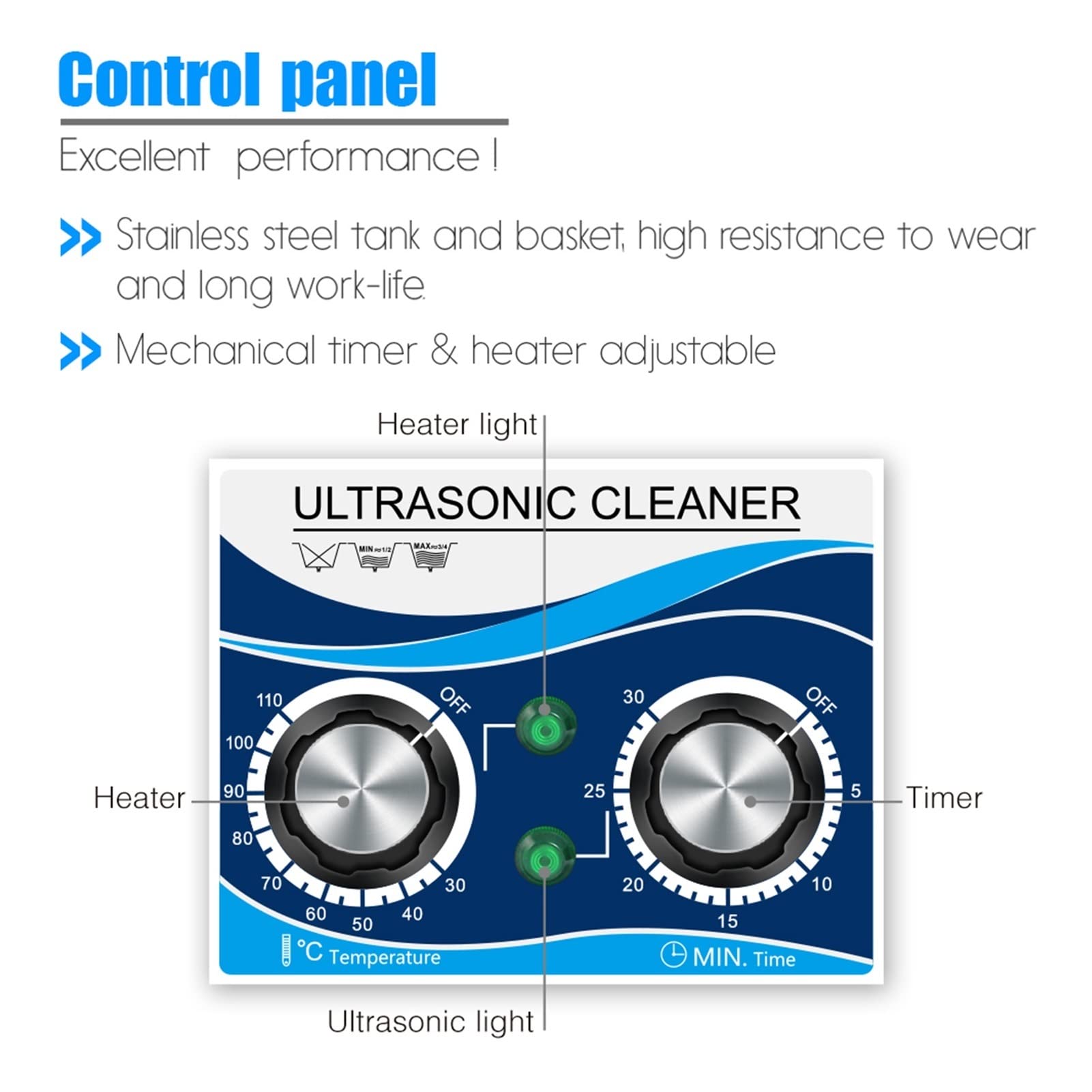 Dispositivo per la Pulizia ad ultrasuoni 12 0W 2L Cleaner ad ultrasuoni Portatile 40kHz Manopola di Riscaldamento Bagno in Acciaio Inossidabile con Cesto Pulizia Parti Scintilla lavatura