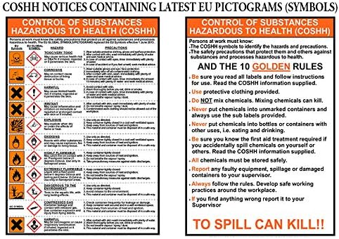 COSHH HEALTH AND & SAFETY 2 x LAMINATED A3 WORKPLACE POSTERS OFFICE SHOP FACTORY