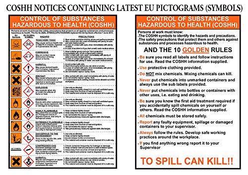 Compliance Posters UK - coshh Santé et de sécurité et 2 x A4 laminé travail Posters Bureau Shop Factory