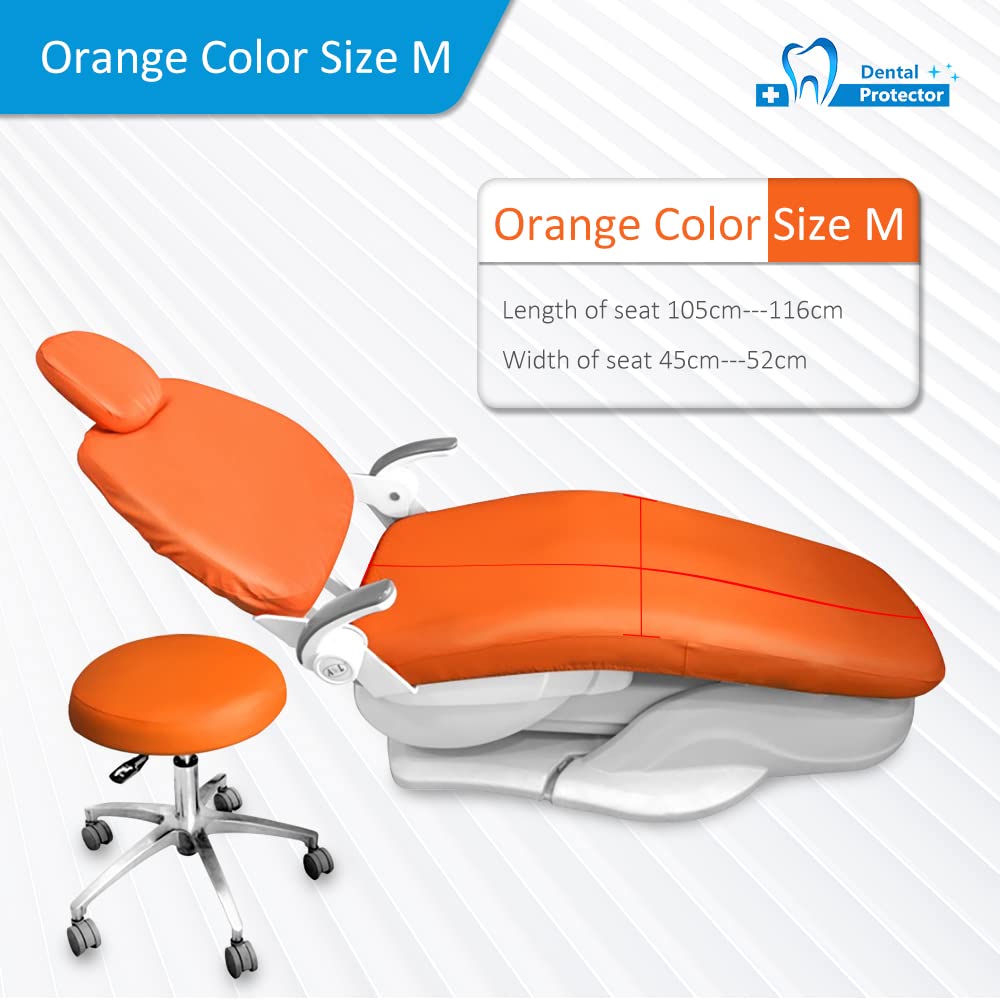 Dental Chair Covers Lycra Fabric Dental Unit Covers Seat Cover Elastic Protective Case Protector Dentist Equipment 4 pcs/Set (M, Orange)