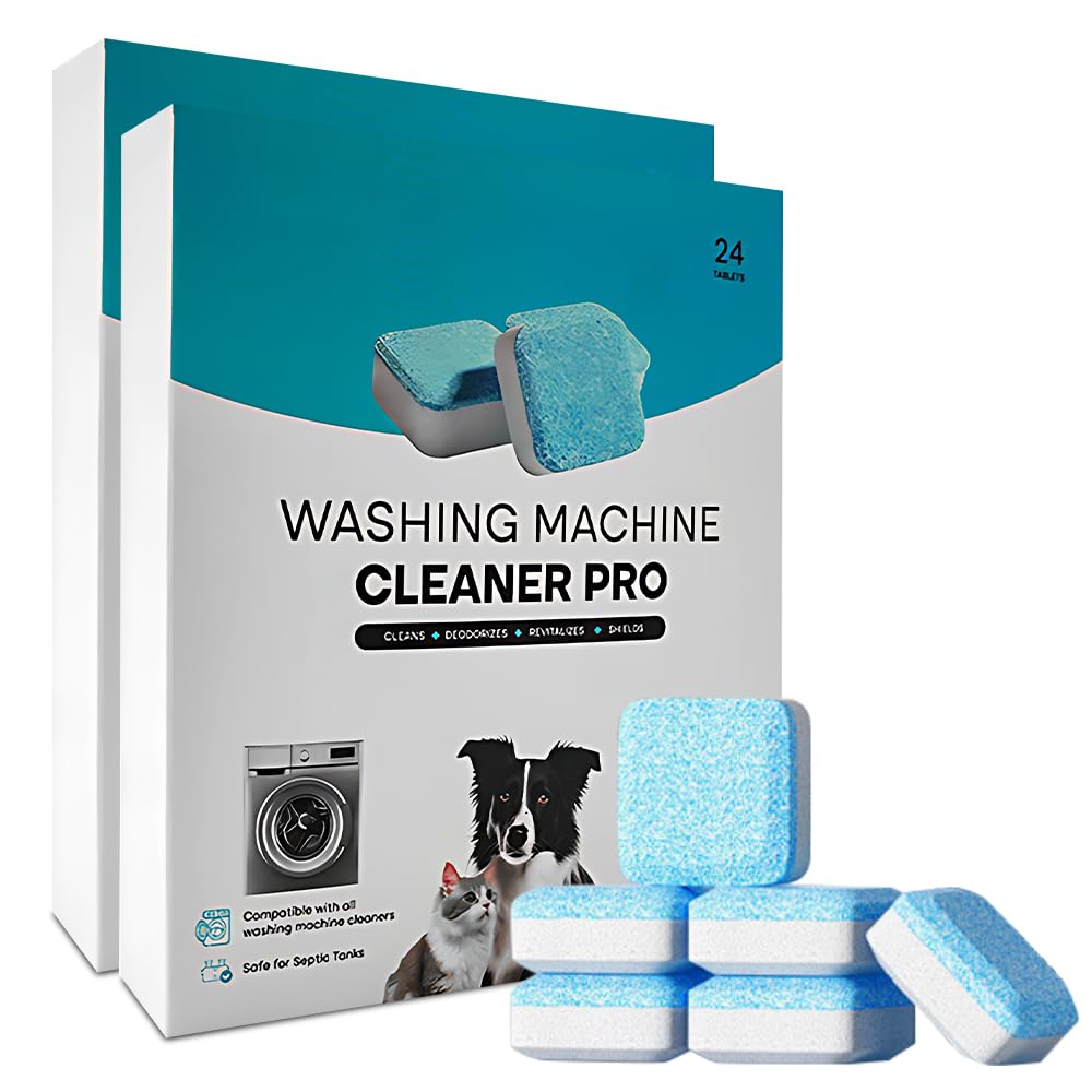 48 Pezzi Pastiglie Lavatrice, Cura e Pulizia Profonda Lavatrice, Pulitore e Anticalcare Efficace, Rimuove Sporco e Odori