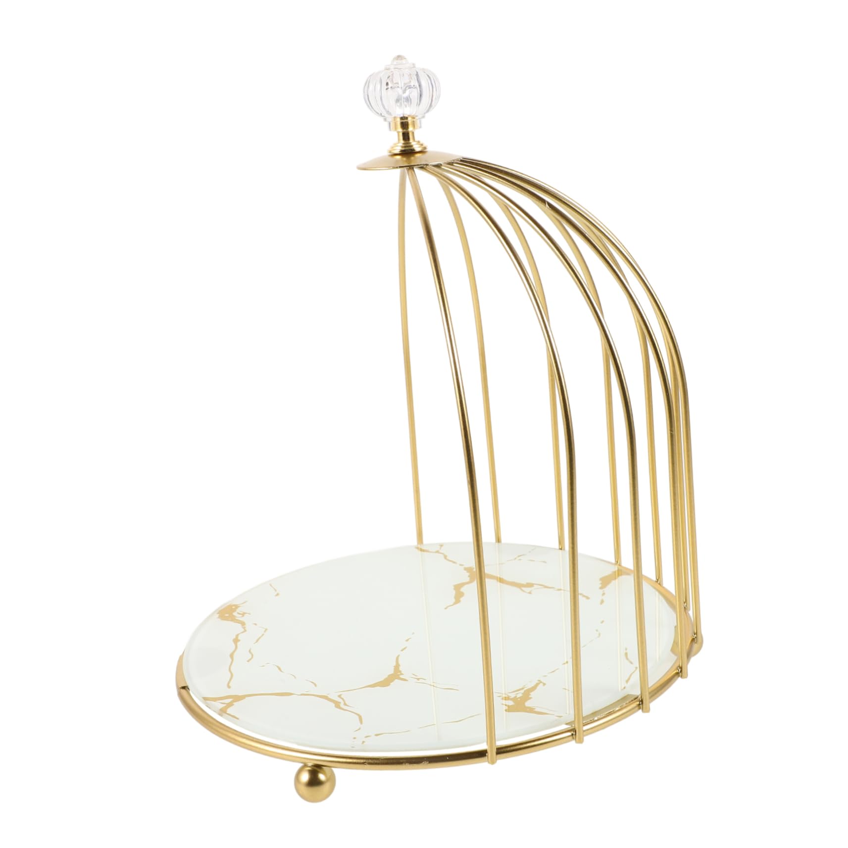 Soporte De Tartas De Dorado Diseño De Jaula De Pájaros Para Presentación De Postres Bodas y Celebraciones Fácil De Montar y Almacenar