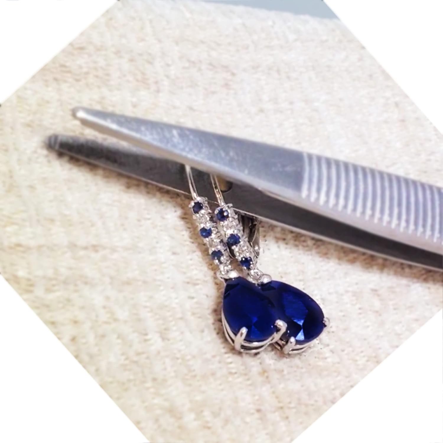 Galaxy Gold GG 14k Solid Gold Leverback Earrings with Natural Diamonds and Sapphires - Image 4