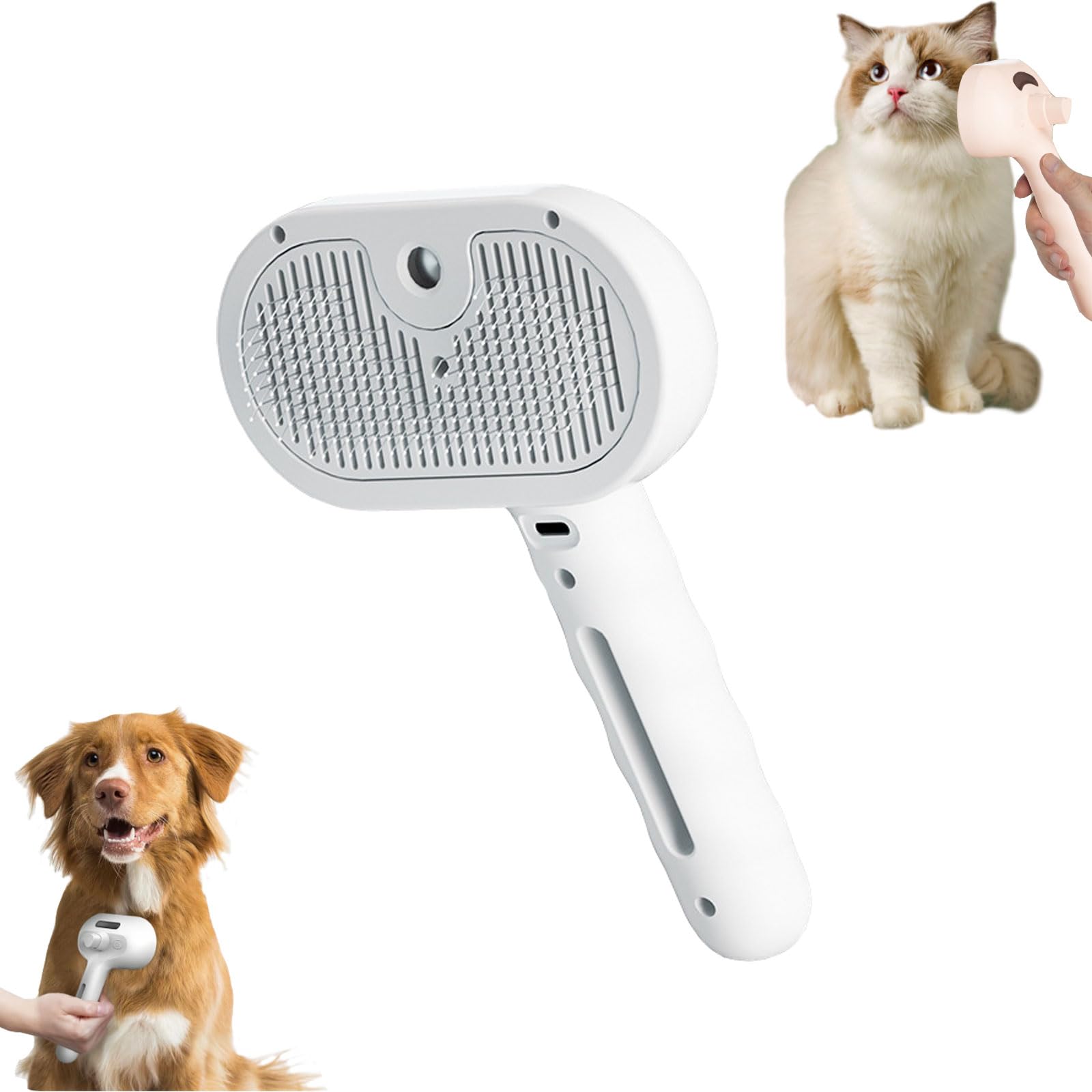Chevaroo - Cepillo de vapor para caballo, cepillo de vapor Chevaroo 2E Generación para mascotas, peine de eliminación de vello para gatos, perros, mascotas, mascotas grandes y pequeñas (blanco)