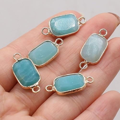 Miniatura 6 de LE SKY 8 piezas de conectores colgantes de piedra natural rectabgle mezclados de piedra de cristal para hacer joyas, accesorios de collar, Piedra